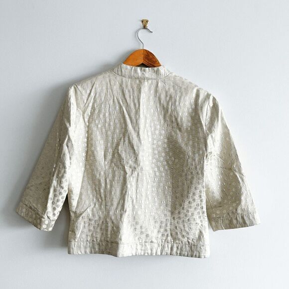 Joseph Ribkoff Womens Jacket Full Zip Cropped Style Circle Pattern Off White Siz - Picture 2 of 9